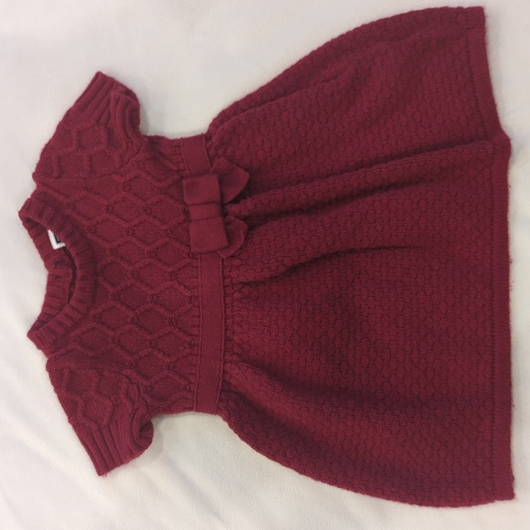 JANIE & JACK | Cranberry Cable Knit Short Sleeve Sweater Dress, 18-24M - Picture 1 of 11